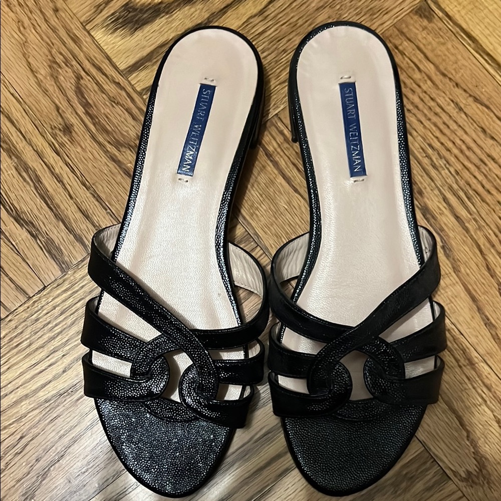 Stuart Weitzman Black Sandals Sleek Design